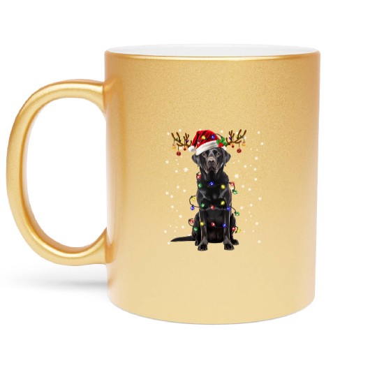 Black Lab Labrador Christmas Tree Light Metallic Mugs