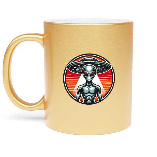 Grey Alien on Mars Metallic Mugs