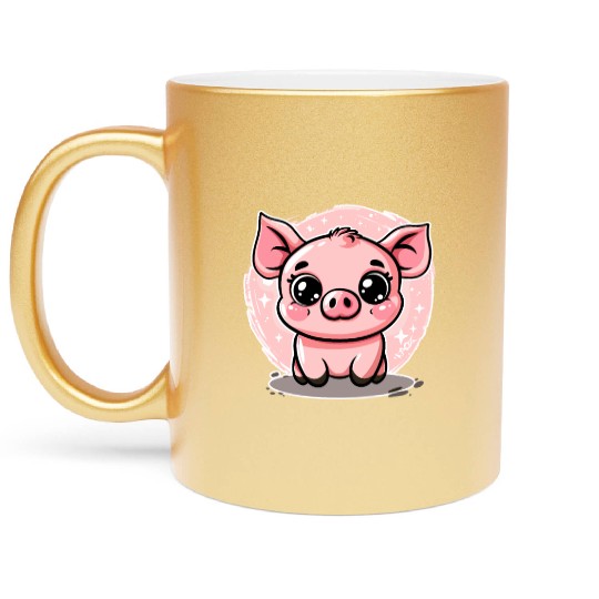 Cute Little Piggy Piglet Metallic Mugs