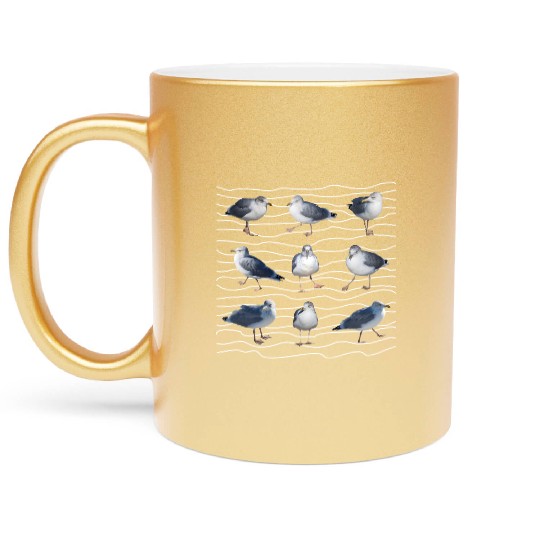 seagull sea ocean sailing coast Metallic Mugs