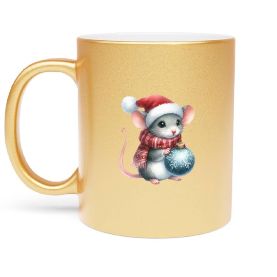 FUNNY CHRISTMAS MOUSE Metallic Mugs