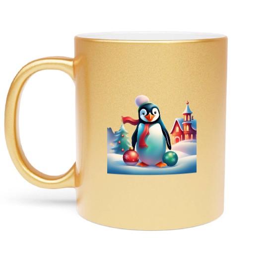 Christmas Merry Christmas For Gift Penguin Snowman Metallic Mugs