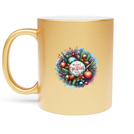 Merry Christmas, Christmas Vintage Metallic Mugs