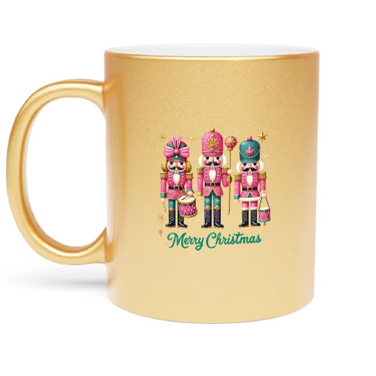 Glitter Nutcracker Friends, Merry Christmas Metallic Mugs