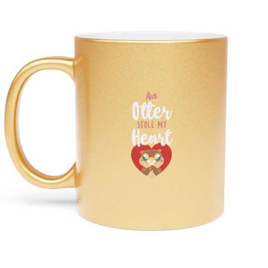 Otter Valentines Day An Otter Metallic Mugs