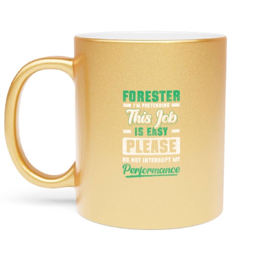Forest Worker Forestry Protection Chainsaw Metallic Mugs