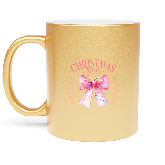 Pink Christmas Girly, Merry Christmas Metallic Mugs