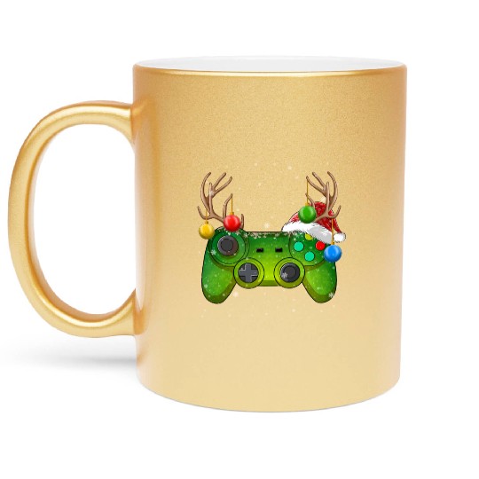 Video Game Controller Christmas Lights Gamer Metallic Mugs