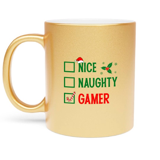 Nice Naughty Gamer Christmas Metallic Mugs