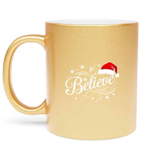 Believe in Santa Claus, Funny Christmas Merry Xmas Metallic Mugs