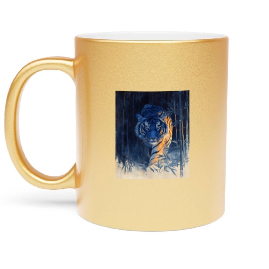 Majestic Tiger in the Bamboo Forest Metallic Mugs