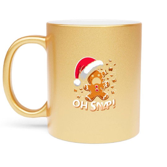 Gingerbread Oh Snap Funny Christmas Metallic Mugs