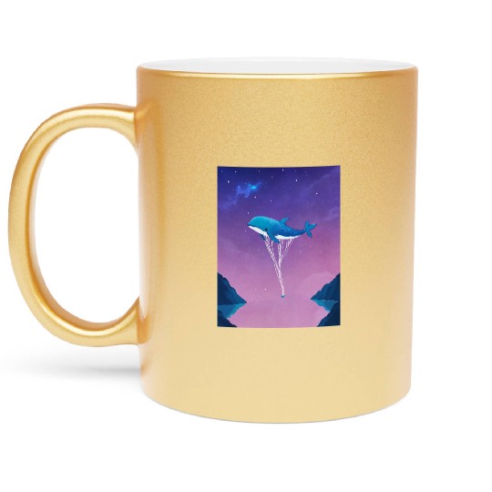 Whale's Dance in the Galaxy Metallic Mugs