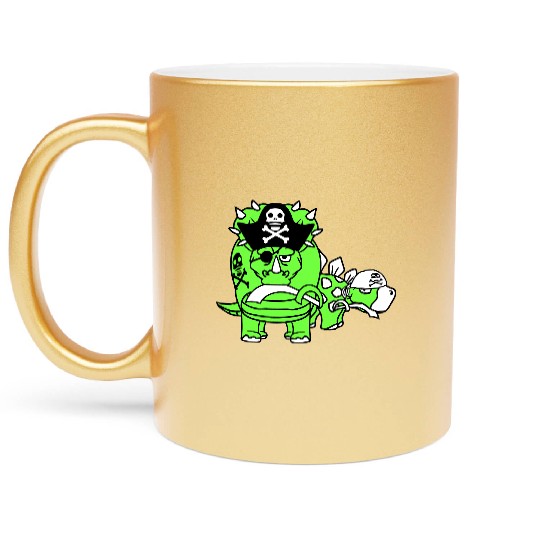 Triceratops Stegosaurus 2 Dinosaur Pirates Dinos Metallic Mugs