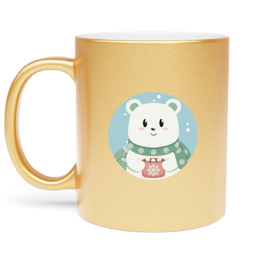 Cute polar bear in Christmas mood Metallic Mugs