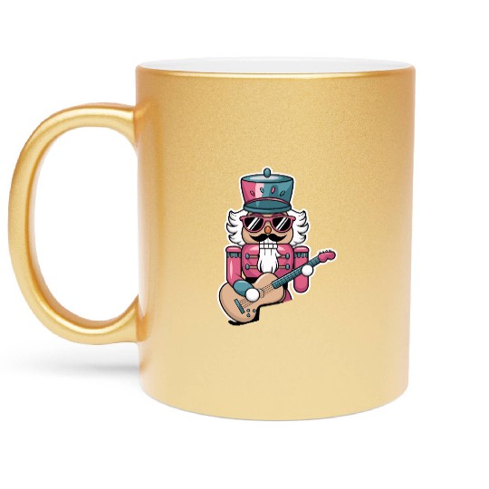 Nutcracker Playing Guitar Metallic Mugs