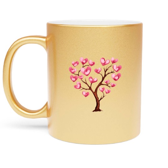 Heart Tree, Valentines Day Metallic Mugs