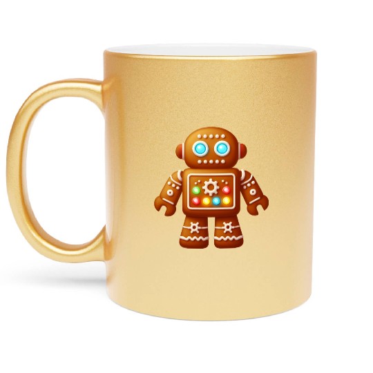 GingerTech Technology Gingerbread Man Metallic Mugs