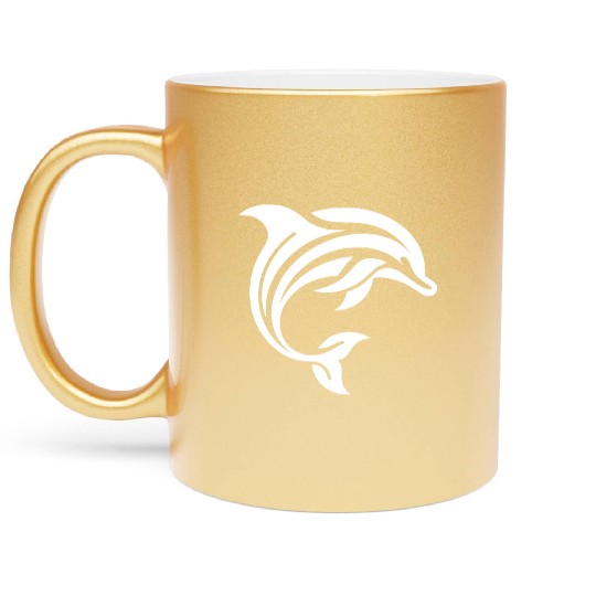 Diver T Tattoo Style Dolphin Jumping Metallic Mugs