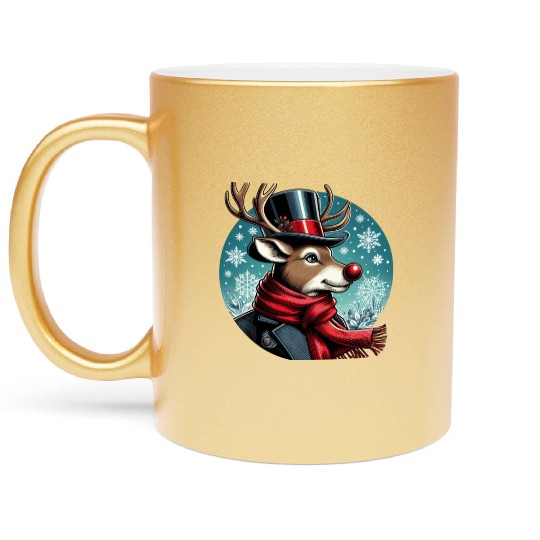 Vintage Red-Nosed Reindeer: Perfect For Christmas Metallic Mugs