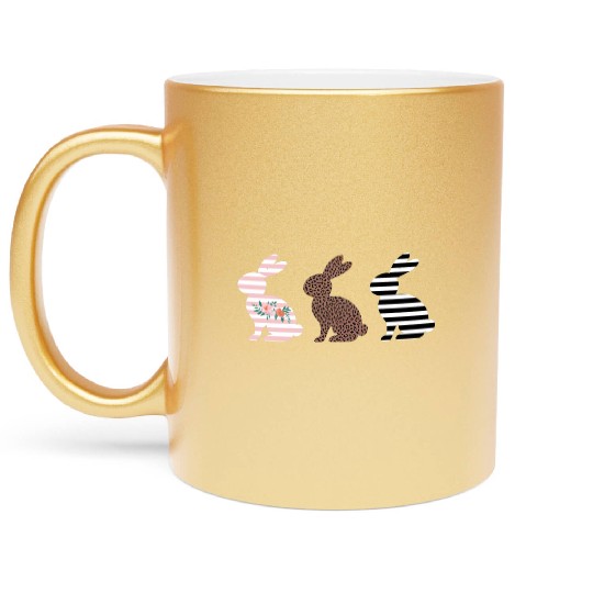 Happy Easter Cute Easter Leopard Bunny Rabbit Metallic Mugs