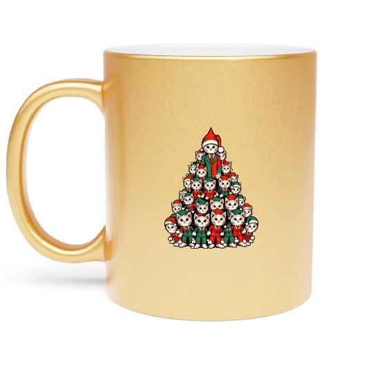 Christmas Tree Cats Metallic Mugs