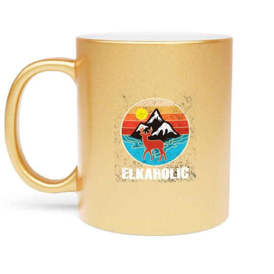 Elk Hunting Elkaholic Hunters Metallic Mugs
