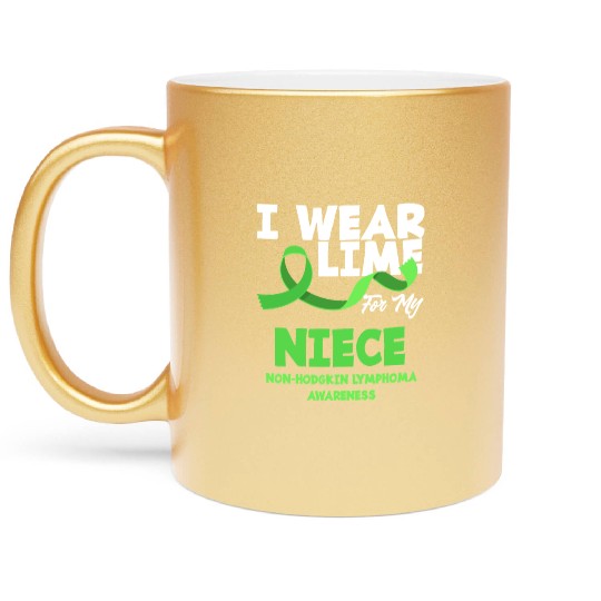 Non-Hodgkin Lymphoma Awareness Wear Lime Niece Metallic Mugs
