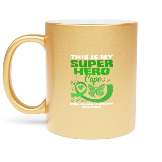 Non-Hodgkin Lymphoma Awareness Superhero Metallic Mugs