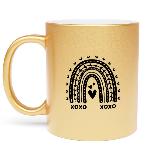 Rainbow Heart Design Metallic Mugs