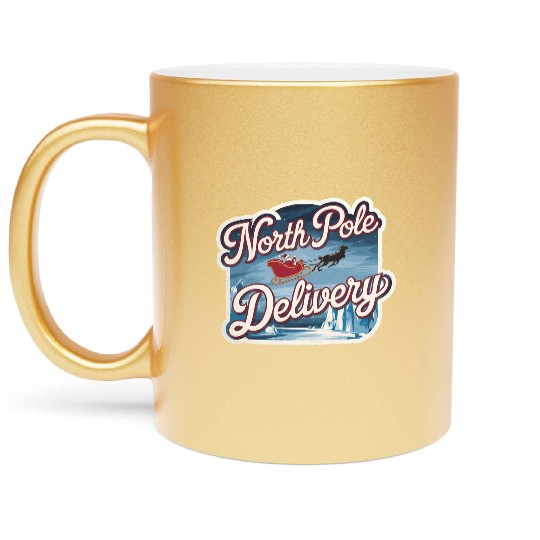 Magical Arctic Night Santa Sleigh North Pole Metallic Mugs