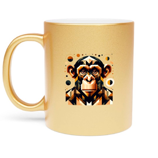 geometric abstract chimpanzee art design Metallic Mugs