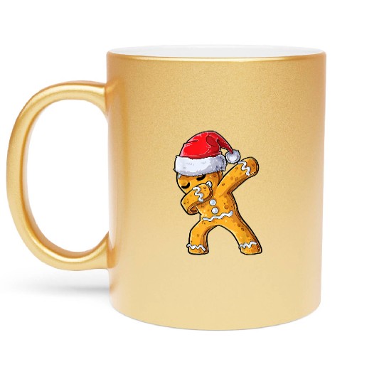 Dabbing Gingerbread Santa Christmas Xmas Cookie Metallic Mugs