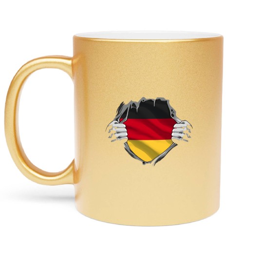 Torn Open German Flag Heart Design Metallic Mugs