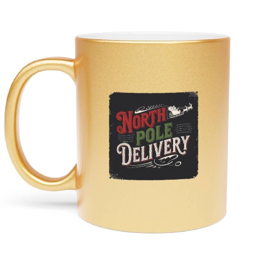North Pole Express Vintage Style Retro Christmas Metallic Mugs