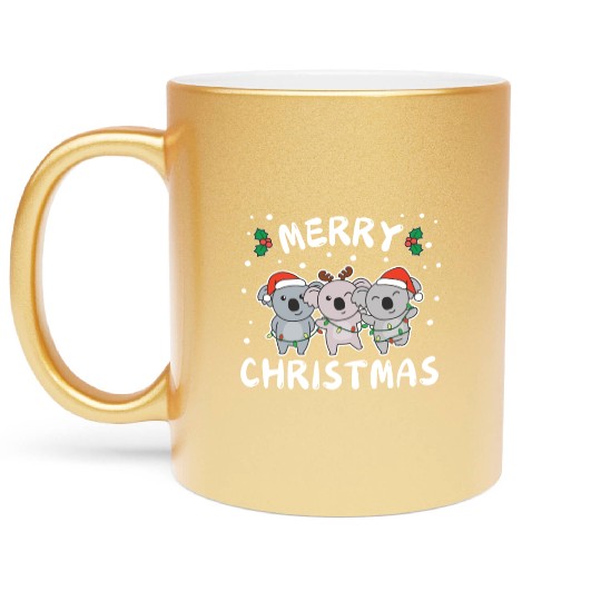 Merry Christmas Cute Koala Festive Lights Koala Metallic Mugs