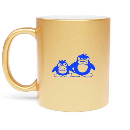 Penguin Two Friends 2 Team Big Brother Angry Crew Metallic Mugs