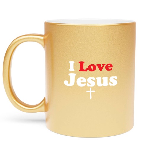 I Love Jesus Christian Christmas Metallic Mugs