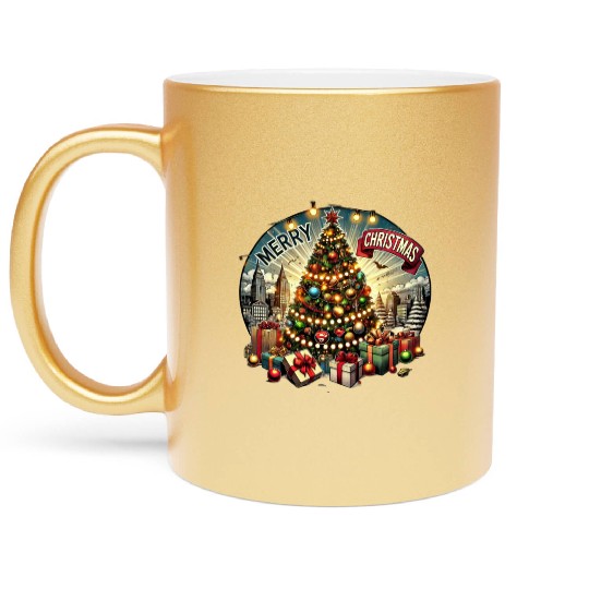 Classic Christmas Tree Design - Christmas Gifts Metallic Mugs