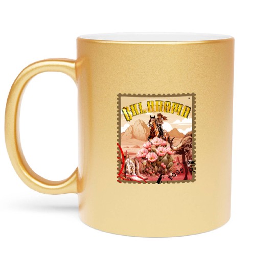 Oklahoma Cowgirl Stamp Metallic Mugs