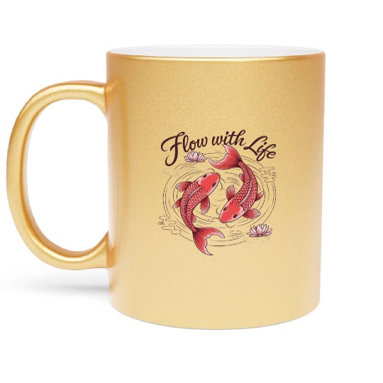 Koi Fish Flow With Life Metallic Mugs