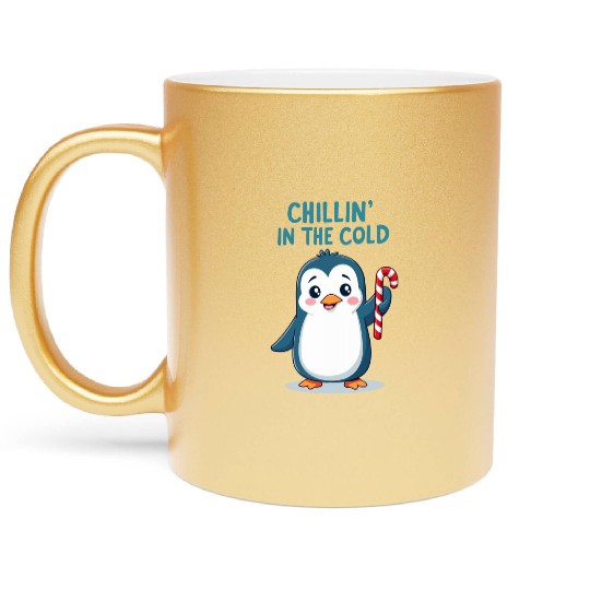 Chillin' Penguin Winter Fun Metallic Mugs