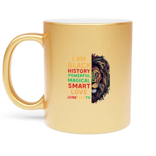 I'm black History powerful African Lion Juneteenth Metallic Mugs