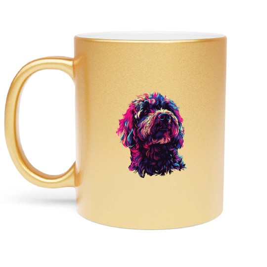 Watercolor Colorful Labradoodle Metallic Mugs