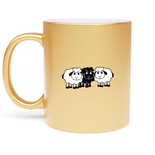 Black Sheep 3 Small Friends Team Crew Sheep Cute Metallic Mugs