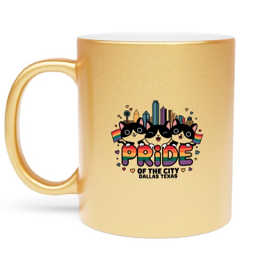 Pride of Dallas City Texas USA Rainbow Flag Metallic Mugs