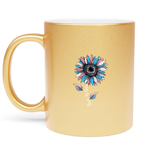 Rainbow Sunflower Love Is Love LGBT Pride Metallic Mugs