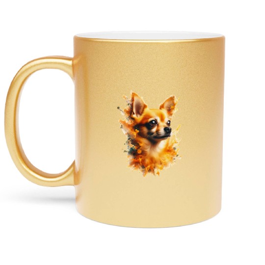 Chihuahua splash portrait Metallic Mugs
