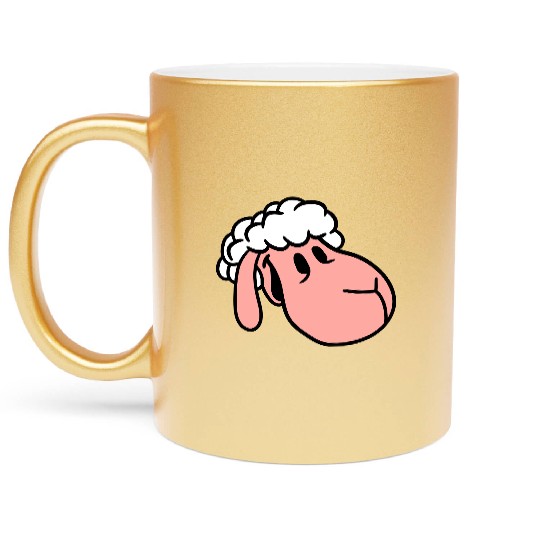 Sheep Face Head Cute Sweet Little Lamb Cool Comic Metallic Mugs