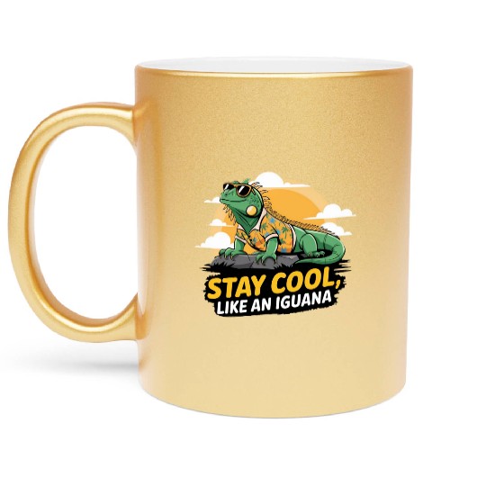 Fun and Colorful Iguana Art for Reptile Lovers Metallic Mugs